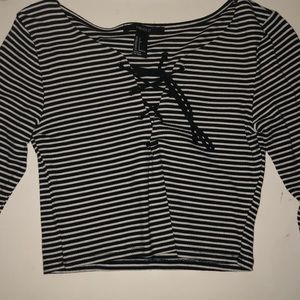 Striped long sleeve crop top